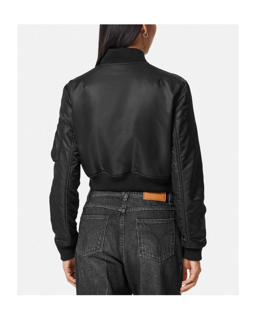 Versace Black Padded Cropped Bomber Jacket