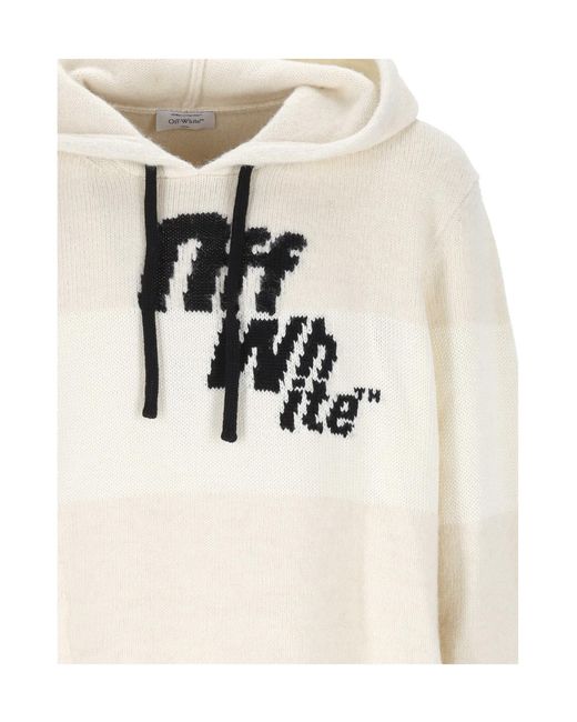 Off-White c/o Virgil Abloh White Striped Drawstring Hoodie for men