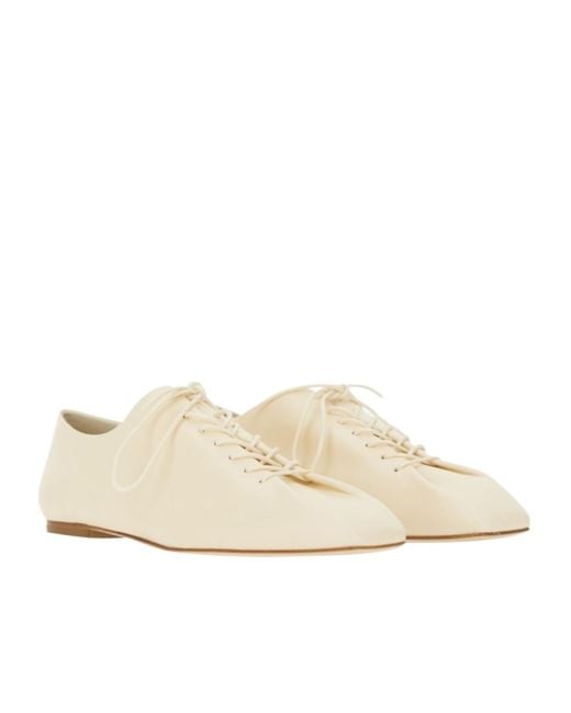 Aeyde White Isla Lace-Up Flats