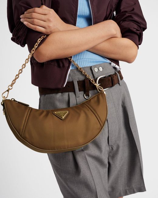 Prada Brown Re-Nylon Demi-Lune Shoulder Bag