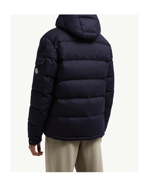 Moncler Blue Montgenevre Hooded Flannel Short Down Jacket for men