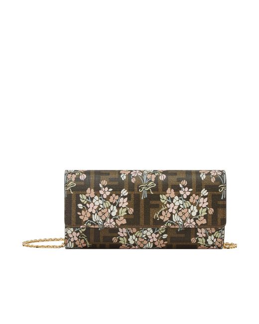 Fendi Metallic Flower Bouquet Ff Fabric Wallet