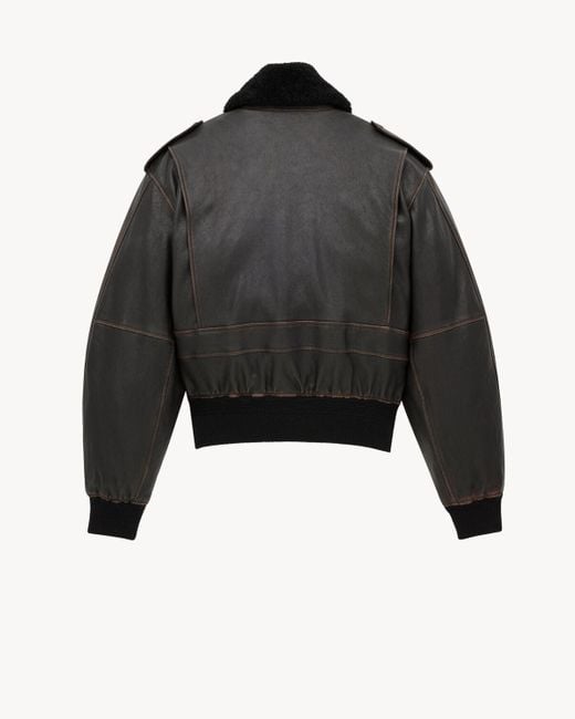 Saint Laurent Gray Zip-Up Bomber Jacket