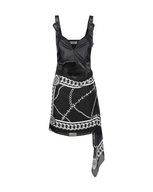 Versace Jeans Black Couture Scarf Detail Sleeveless Mini Dress