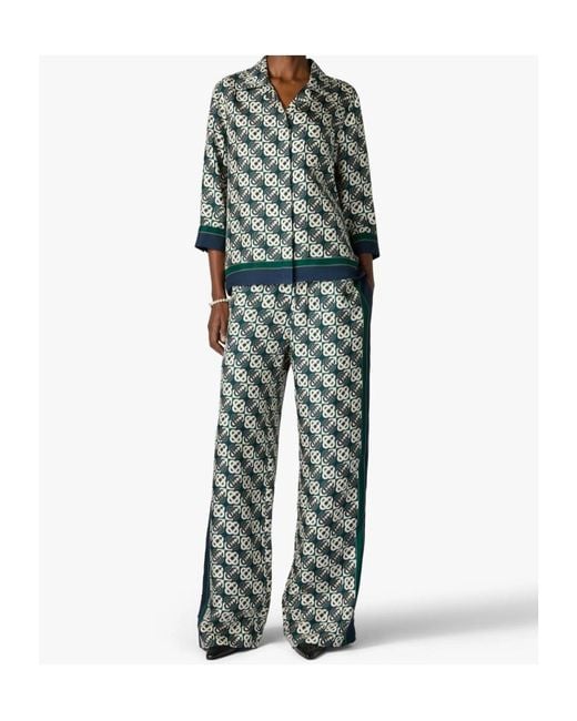 Casablanca Green Check Monogram Pyjama Long Sleeve Silk Shirt