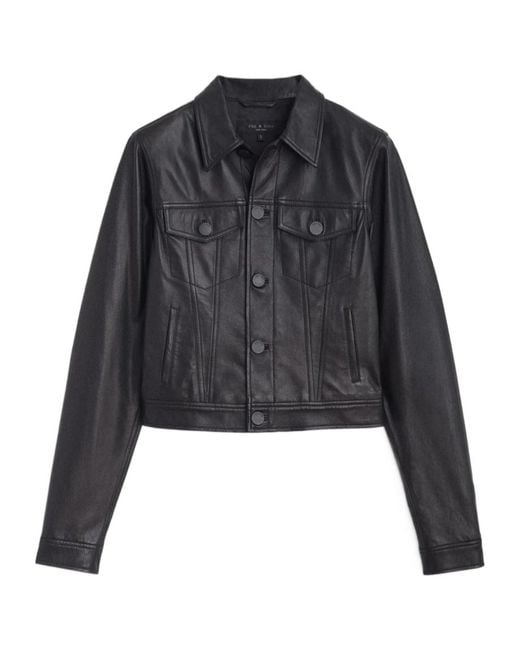 Rag & Bone Black Long-Sleeved Leather Jacket