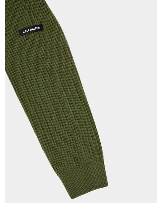 Balenciaga Green Crewneck Knitted Jumper for men