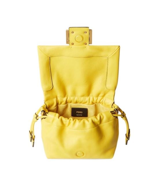 Fendi Yellow Mamma Baguette Small Shoulder Bag