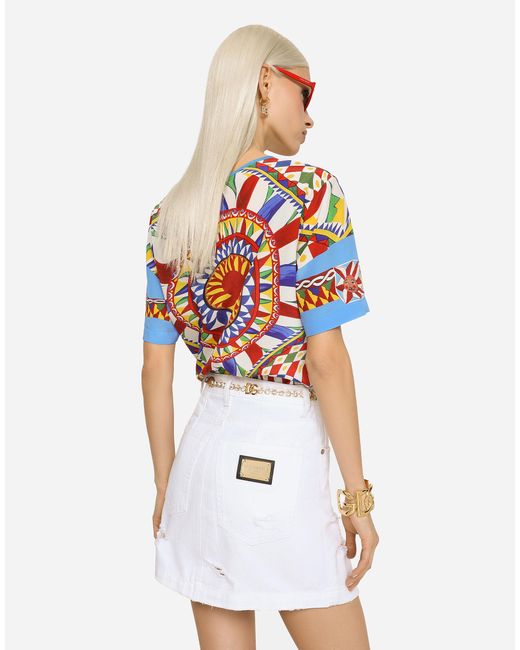 Dolce & Gabbana White Ripped Mini Denim Skirt