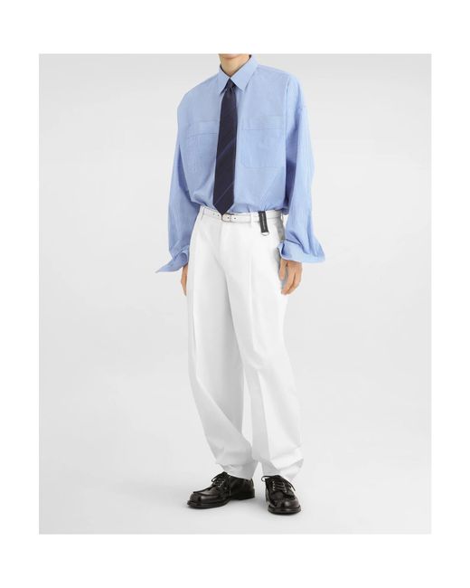 Dolce & Gabbana White Cotton Gabardine Trousers for men
