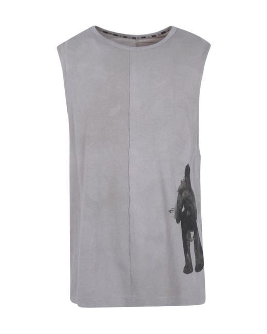Ziggy Chen Gray Graphic-Print Sleeveless T-Shirt for men