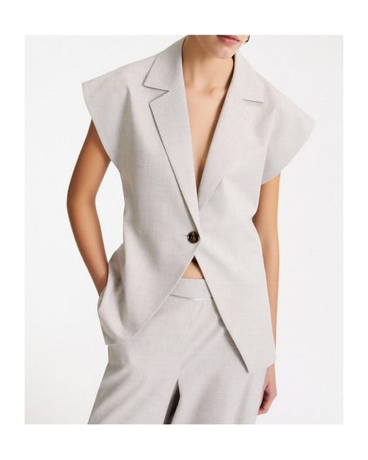 Marella White Single-Button V-Neck Vest