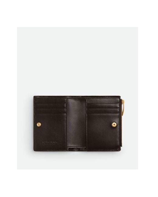 Bottega Veneta Black Intrecciato Small Bi-Fold Wallet