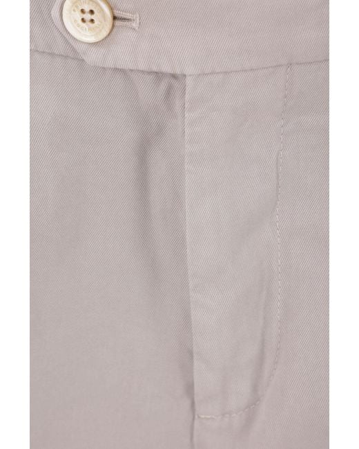 Brunello Cucinelli Gray Leisure-Fit Pleated Gabardine Trousers for men