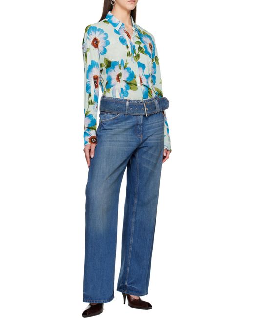 Acne Blue Floral-Print Shirt