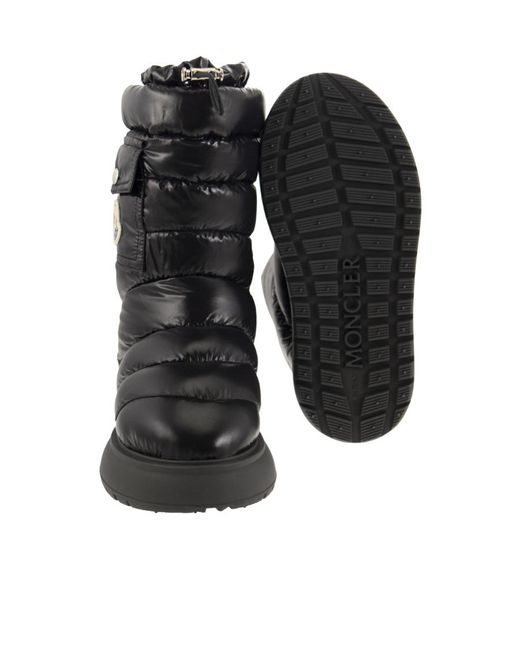 Moncler Black Logo Motif Patch Puffer Boots