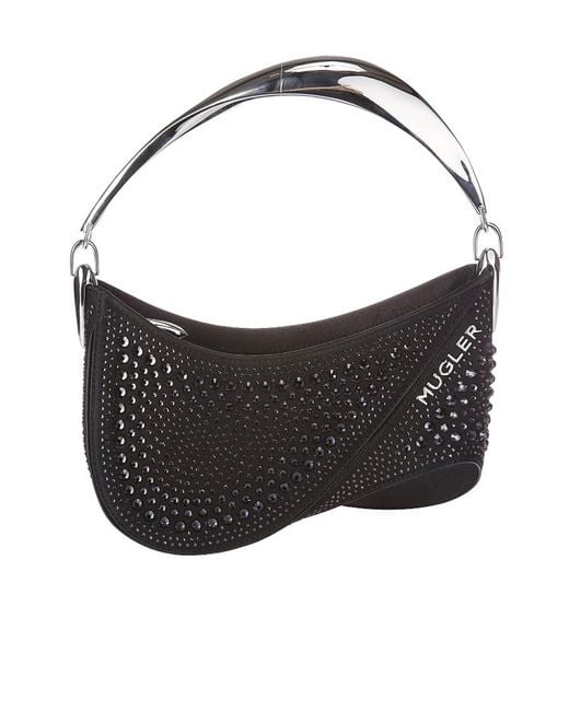 Mugler Black Small Crystal Shoulder Bag