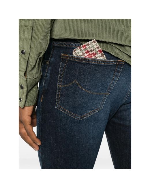Jacob Cohen Blue Belt-Loop Jeans for men