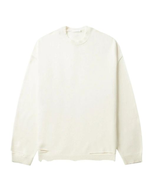 Helmut Lang White Distressed-Effect Ribbed Jumper for men