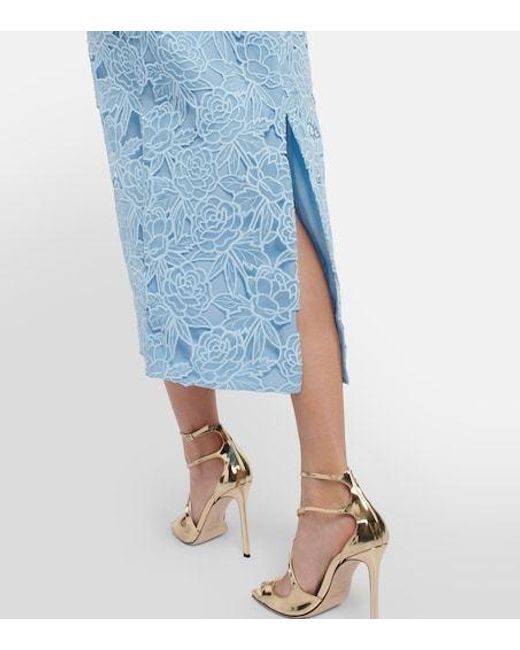 Emilia Wickstead Blue Maesa Lace Midi Dress
