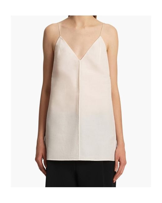 Khaite White Talsie V-Neck Top