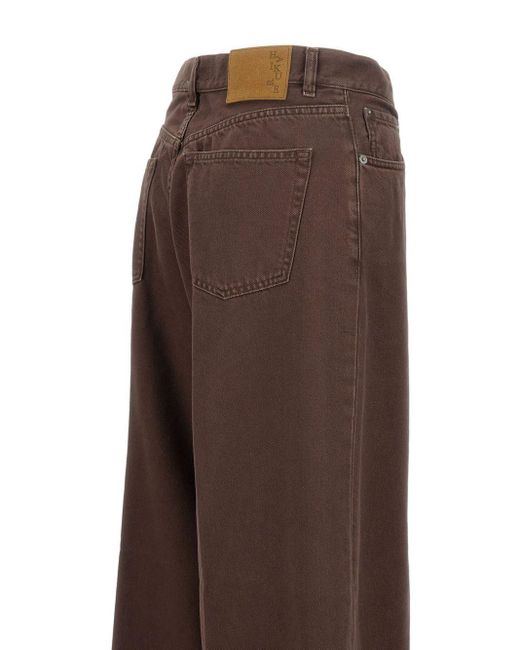 Haikure Brown Denim Trousers With Belt Loops