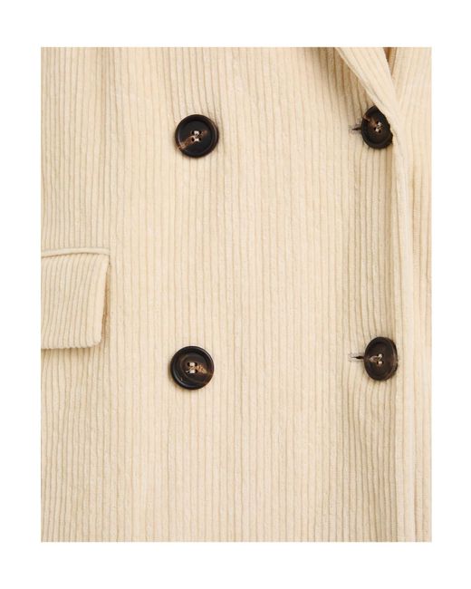 Brunello Cucinelli Natural Double-Breasted Coat
