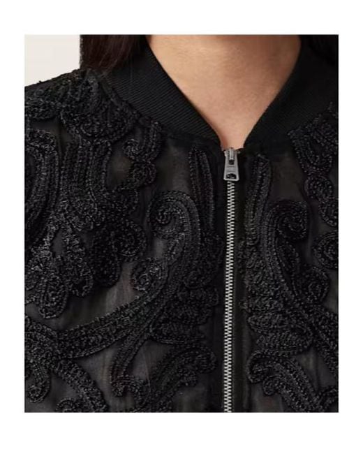 AllSaints Black Jade Sheer Embroidered Jacket