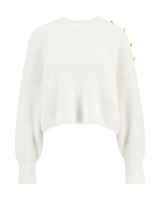 Barbour White Crew-Neck Jumper