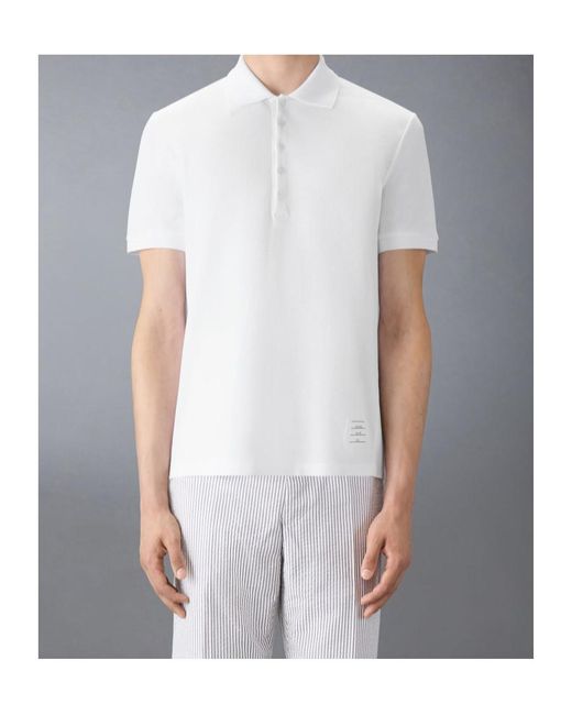 Thom Browne White Bar Short-Sleeved Polo Shirt for men