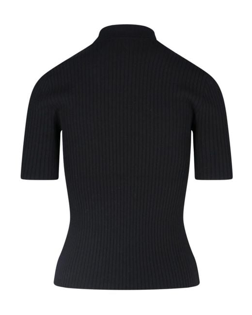 Courreges Black Courrèges Reedition Short-Sleeved Ribbed Jumper