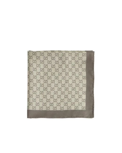 Gucci Gray Printed Silk Twill Carré