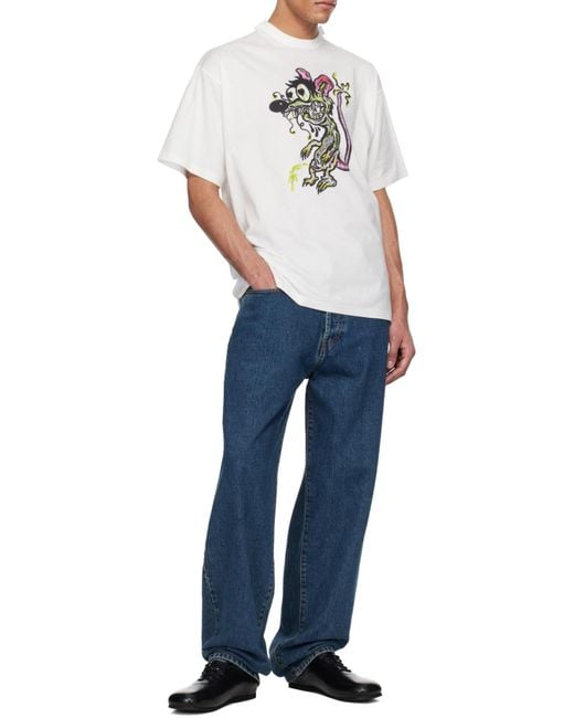 Magliano White Graphic Printed Crewneck T-Shirt for men