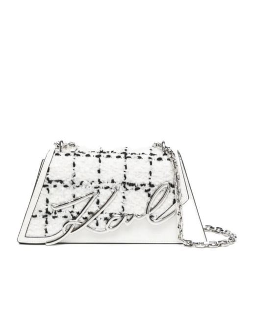 Karl Lagerfeld White Signature Crossbody Bag