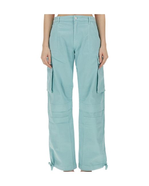Moschino Blue Multi-Pocket Button Casual Pants
