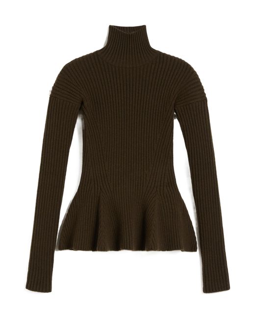 Max Mara Brown Bolsena Turtleneck Peplem Jumper