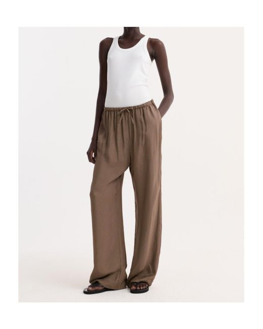 Rohe Brown Mini-Check Drawstring Trousers