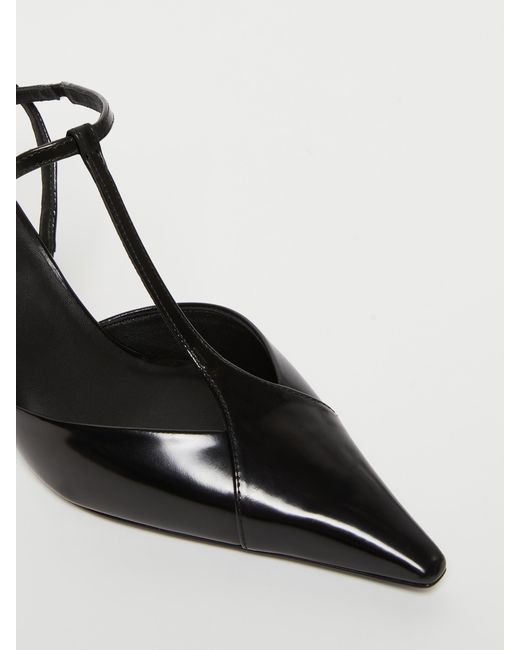 Max Mara Black Buffed Leather Slingbacks