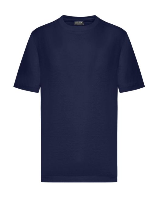 Zegna Blue Oasi Lino Crewneck T-Shirt for men