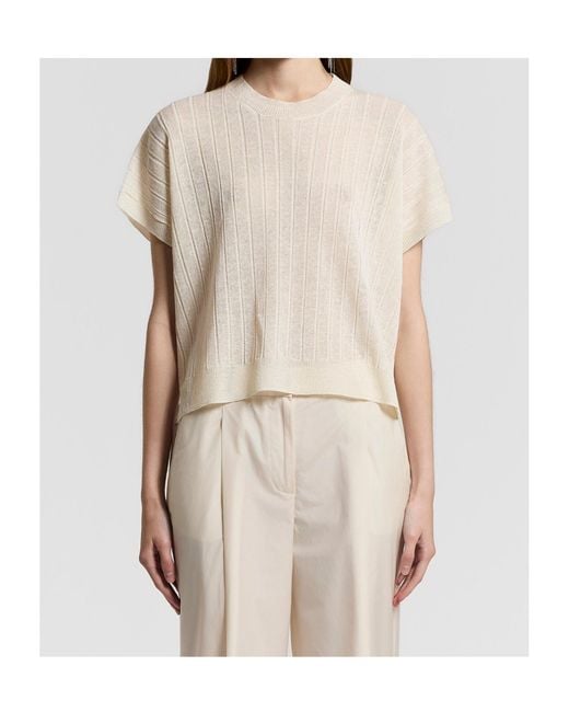 Peserico White Short-Sleeved Crewneck Jumper