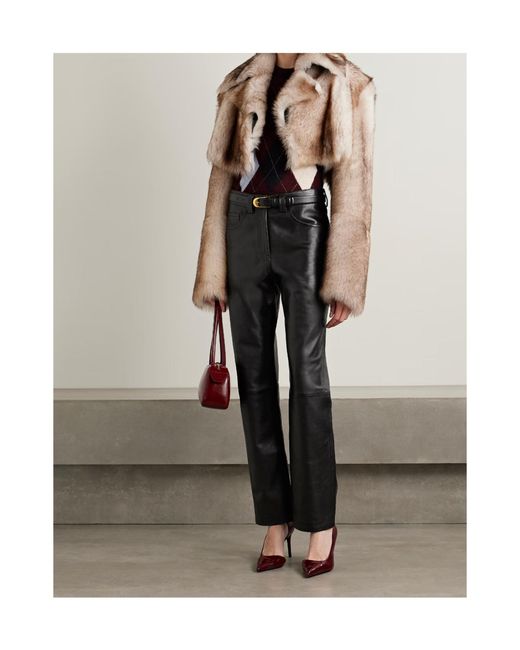 Khaite Black Panelled Leather Trousers