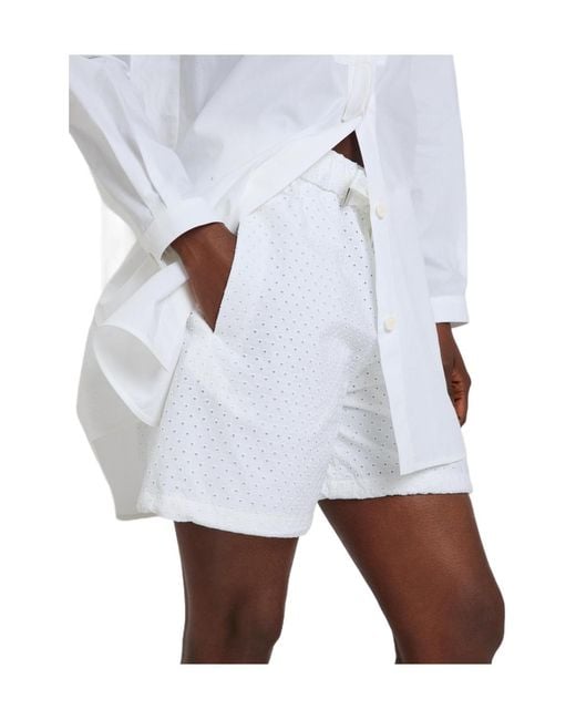 Moncler White Logo-Appliquéd Embroidered Cotton Shorts