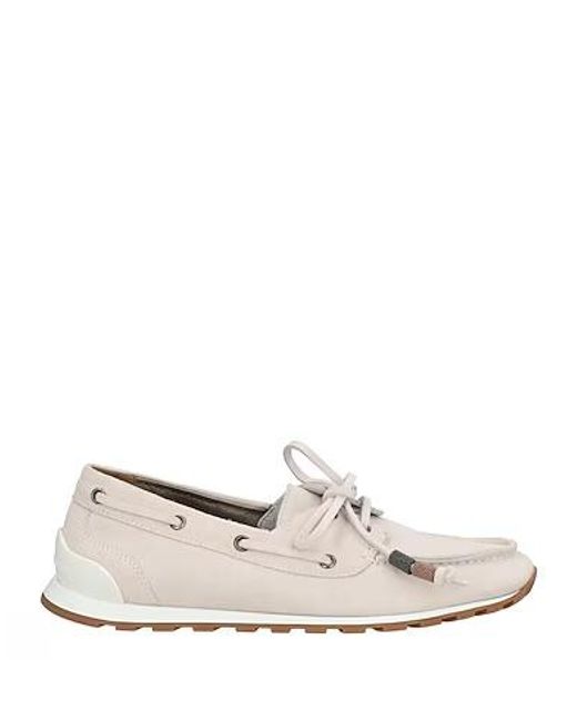 Brunello Cucinelli White Suede Loafers With Rubber Pebbles