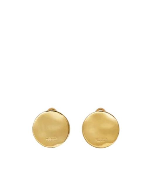 Jil Sander Metallic Engraved-Logo Round Earrings