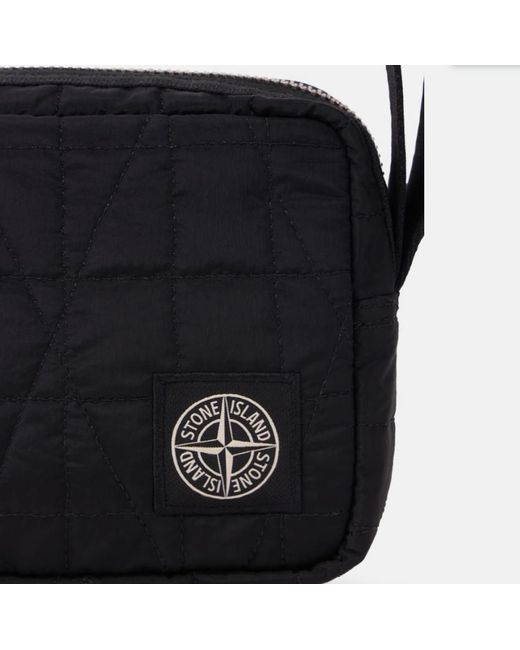 Stone Island Black Logo Patch Zipped Wrist Pouch for men