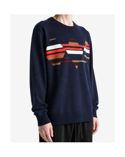 Dries Van Noten Blue Long-Sleeve Crew-Neck Sweater for men
