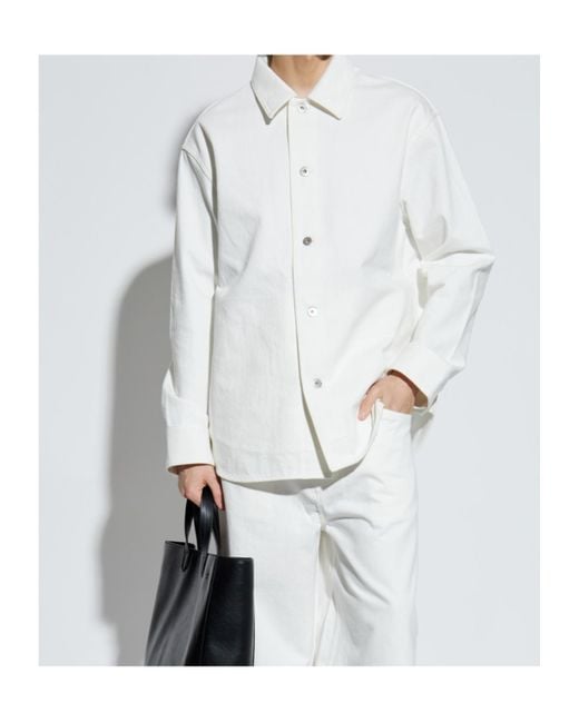 Jil Sander White Long-Sleeved Denim Shirt for men