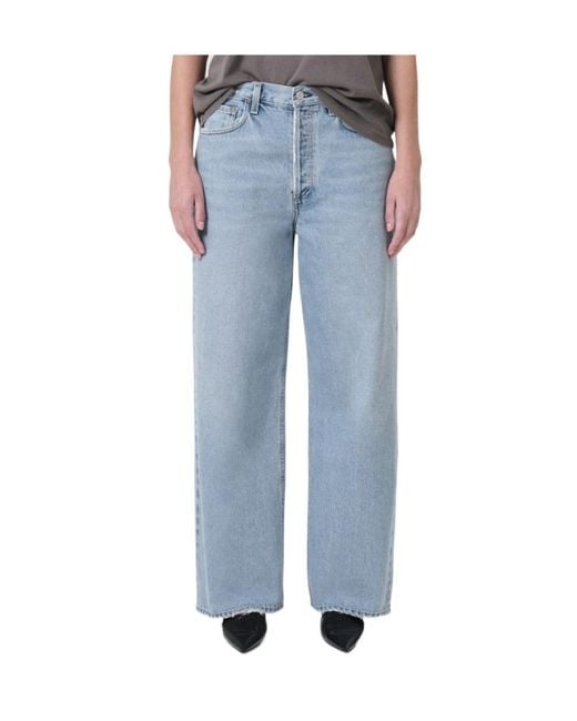 Agolde Blue Low-Waisted Straight-Leg Jeans
