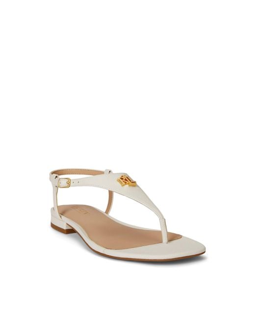 Ralph Lauren White Solid Color Flat Sandals