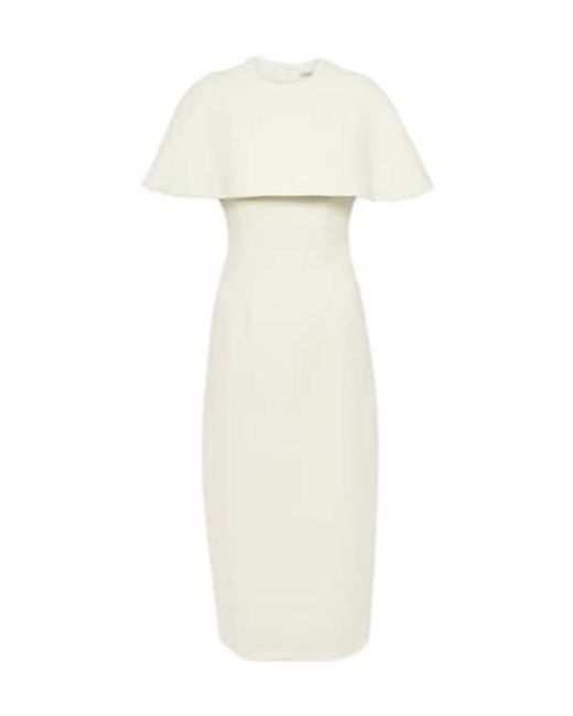 Emilia Wickstead White Bridal Blaine Caped Midi Dress